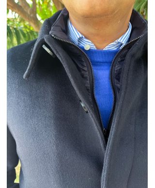 Cappotto uomo blu, con pettorina staccabile - Pura lana - Cortina - Cappotti invernali gogolfun.it