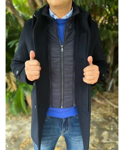 Cappotto uomo blu, con pettorina staccabile - Pura lana - Cortina - Cappotti invernali gogolfun.it