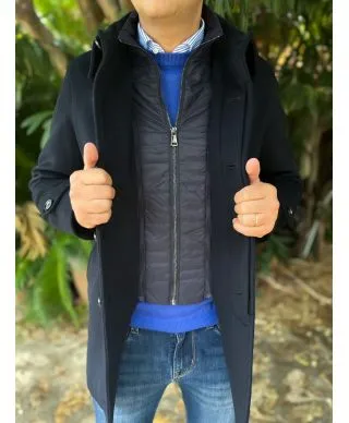 Cappotto uomo blu, con pettorina staccabile - Pura lana - Cortina - Cappotti invernali gogolfun.it
