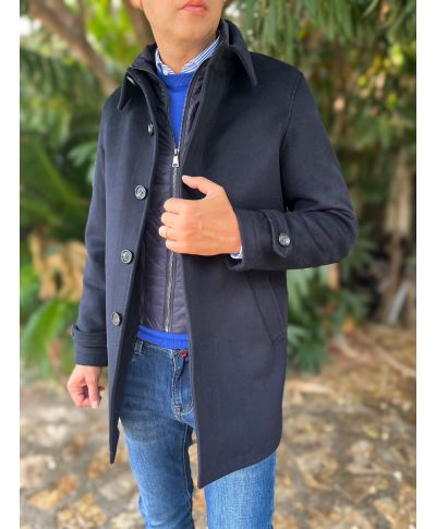 Cappotto uomo blu, con pettorina staccabile - Pura lana - Cortina - Cappotti invernali gogolfun.it