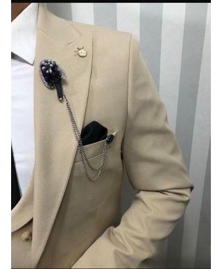 Abito uomo con gilet, beige