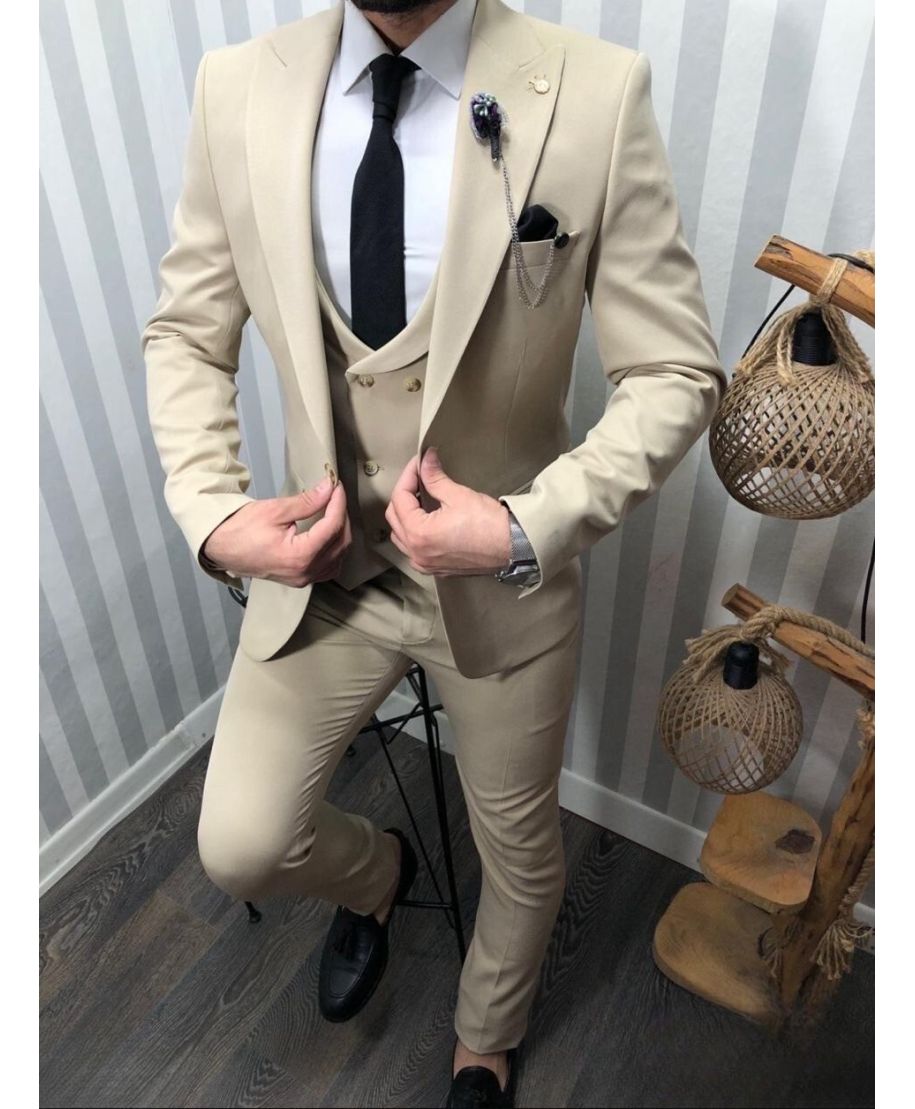 Abito uomo con gilet, beige - Abiti da cerimonia online - Gogolfun.it