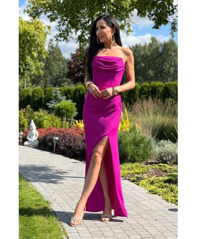 ROCHEL długa gorsetowa sukienka o kroju syrenki / Fuksja