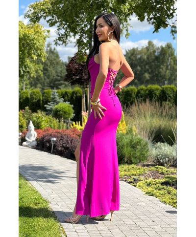 ROCHEL długa gorsetowa sukienka o kroju syrenki / Fuksja