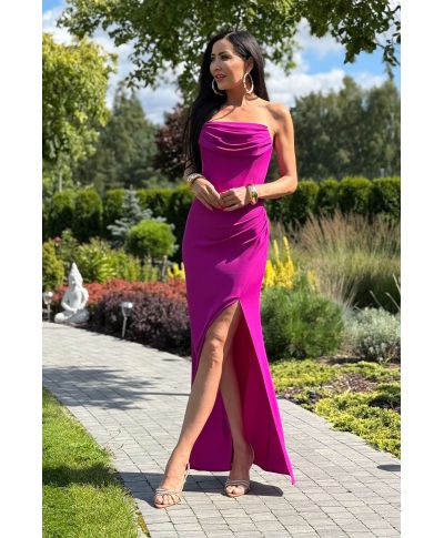 ROCHEL długa gorsetowa sukienka o kroju syrenki / Fuksja