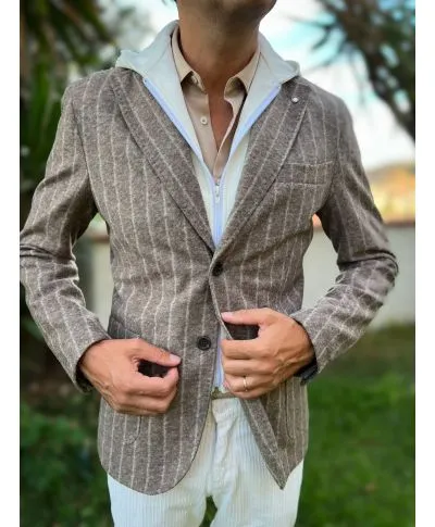 Giacca uomo beige, con cappuccio PAUL MIRANDA - Giacche uomo sportive - Gogolfun.it
