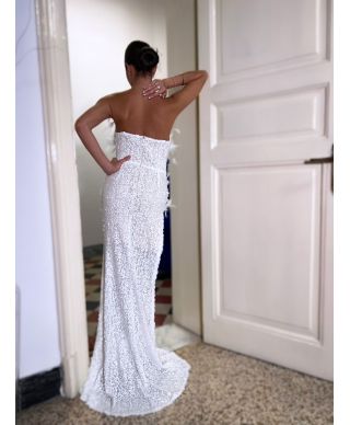 Vestito bianco con piume - Desiderio - Vestiti diciottesimo compleanno - Gogolfun.it