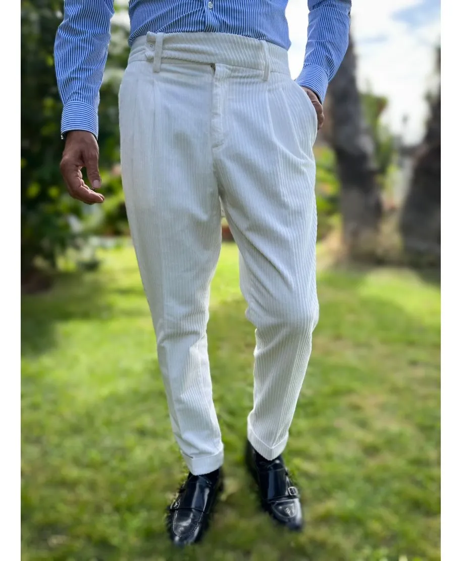 Pantaloni uomo bianchi in velluto - PAUL MIRANDA - Gogolfun.it