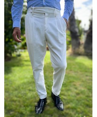 Pantaloni uomo bianchi in velluto - PAUL MIRANDA - Gogolfun.it