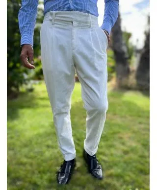 Pantaloni uomo bianchi in velluto - PAUL MIRANDA - Gogolfun.it