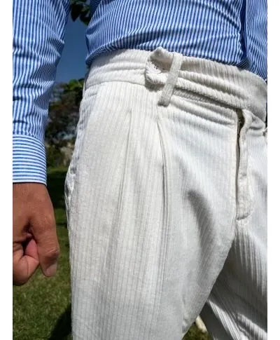 Pantaloni uomo bianchi in velluto - PAUL MIRANDA - Gogolfun.it