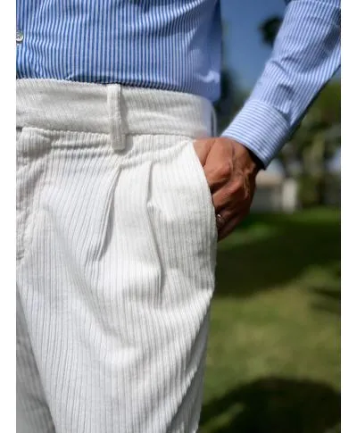 Pantaloni uomo bianchi in velluto - PAUL MIRANDA - Gogolfun.it