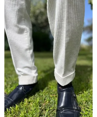 Pantaloni uomo bianchi in velluto - PAUL MIRANDA - Gogolfun.it