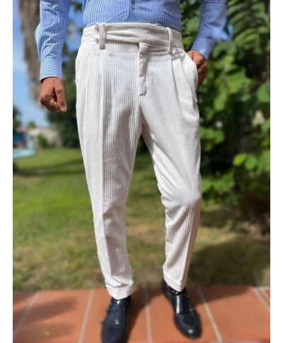 Pantaloni uomo bianchi in velluto - PAUL MIRANDA - Gogolfun.it