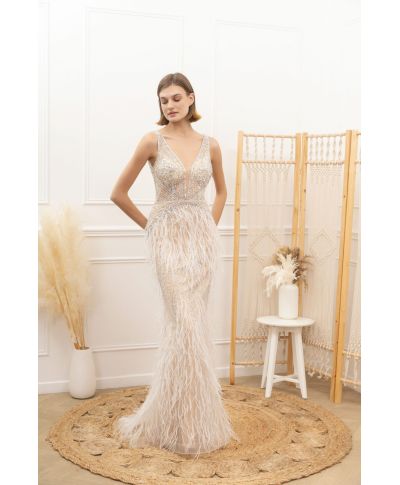 Abito da cerimonia con piume - Nika - Abiti da diciottesimo, matrimonio - Gogolfun.it