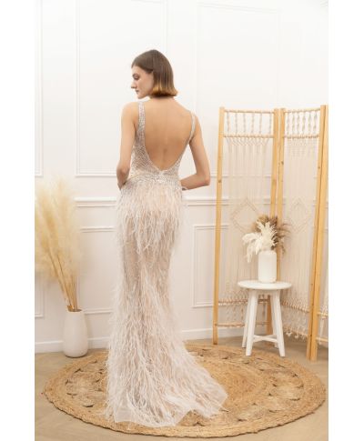 Abito da cerimonia con piume - Nika - Abiti da diciottesimo, matrimonio - Gogolfun.it