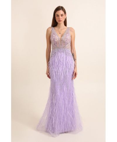 Abito da cerimonia con piume - Nika