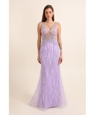 Abito da cerimonia con piume - Nika