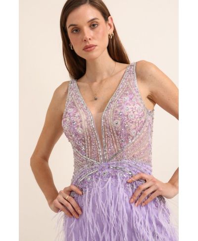 Abito da cerimonia con piume - Nika