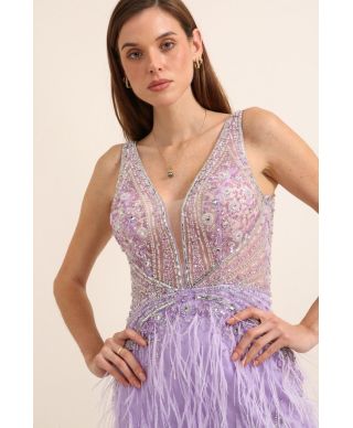 Abito da cerimonia con piume - Nika