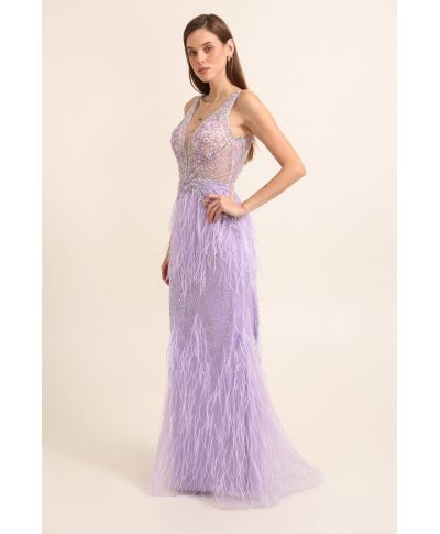 Abito da cerimonia con piume - Nika