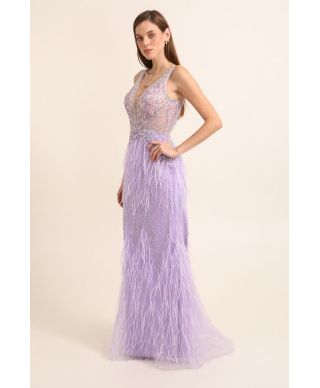 Abito da cerimonia con piume - Nika