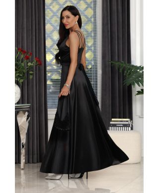 Sukienka maxi MARINA satyna / Czarny