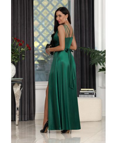 Sukienka maxi MARINA satyna / Zielony