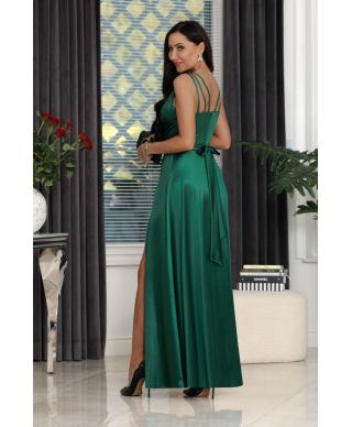 Sukienka maxi MARINA satyna / Zielony