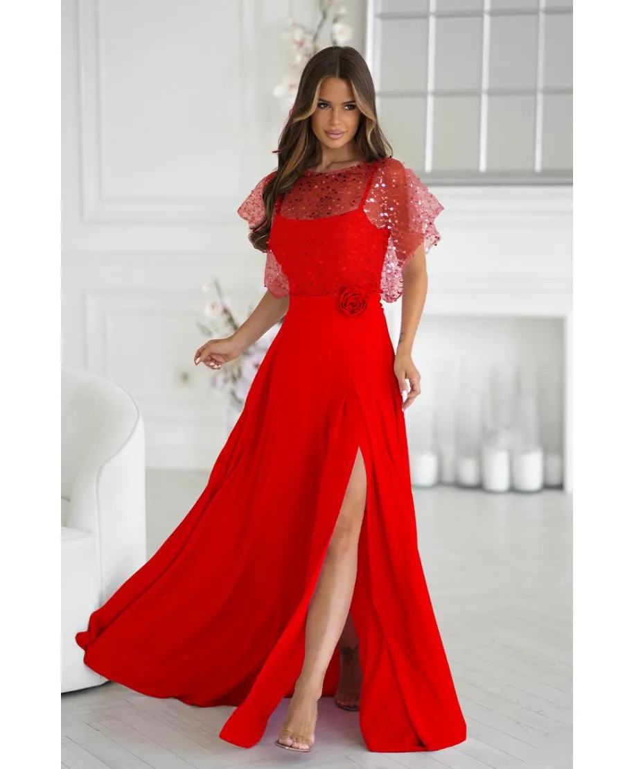 Vestito lungo elegante rosso - ELEONORA - Vestiti donna online - Gogolfun.it