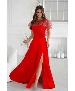 Vestito lungo elegante rosso - ELEONORA - Vestiti donna online - Gogolfun.it
