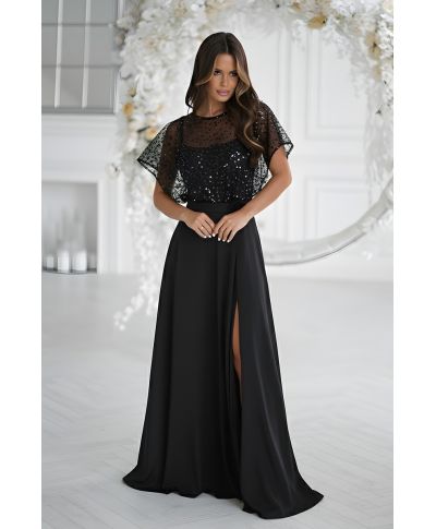 333-06 Elegancka Sukienka Na Ramiączkach Z Cekinowym Bolerkiem