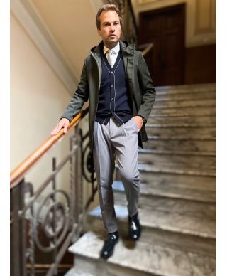 Cardigan uomo con bottoni - Misto cachemire - Key Jey