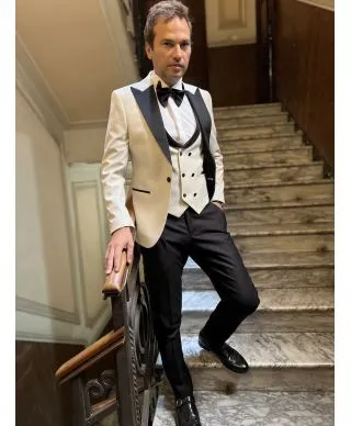 Smoking uomo colore oro - Tuxedo con gilet - Dubai