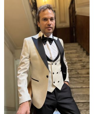 Smoking uomo colore oro - Tuxedo con gilet - Dubai