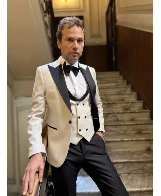 Smoking uomo colore oro - Tuxedo con gilet - Dubai