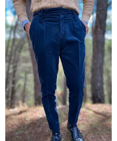 Pantaloni blu in velluto liscio - Paul Miranda - Abbigliamento uomo online - Gogolfun.it