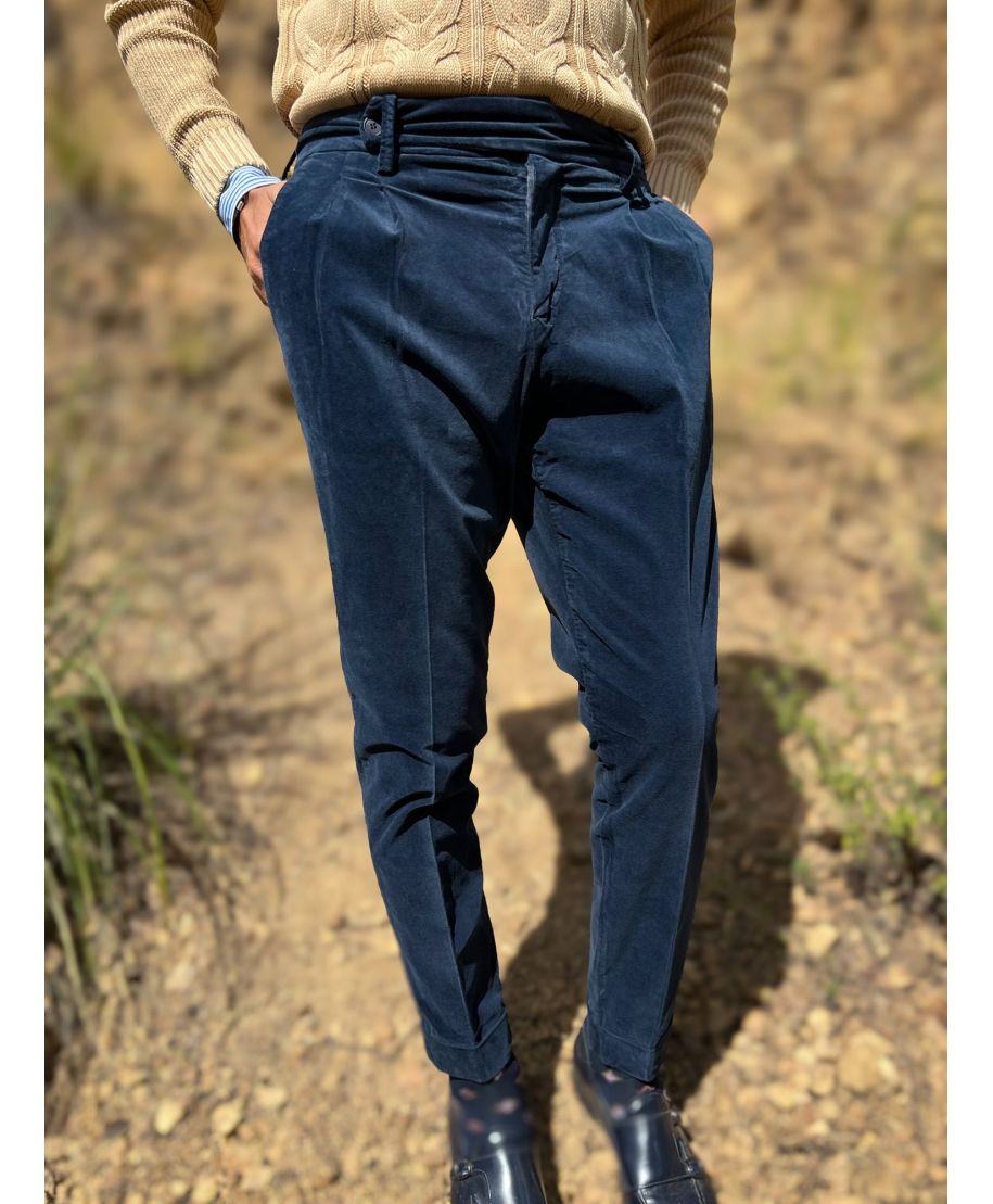 Pantaloni blu in velluto liscio - Paul Miranda - Abbigliamento uomo online - Gogolfun.it