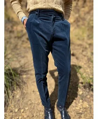 Pantaloni blu in velluto liscio - Paul Miranda - Abbigliamento uomo online - Gogolfun.it