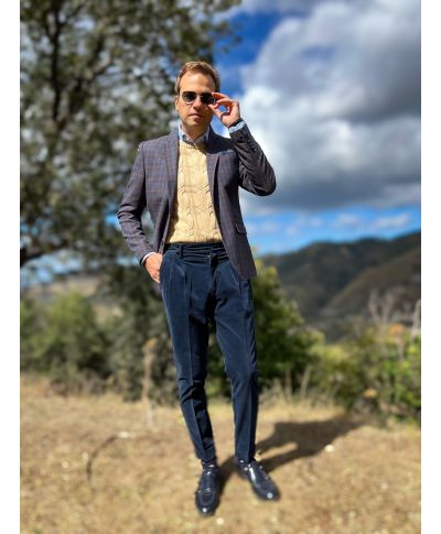 Pantaloni blu in velluto liscio - Paul Miranda - Abbigliamento uomo online - Gogolfun.it