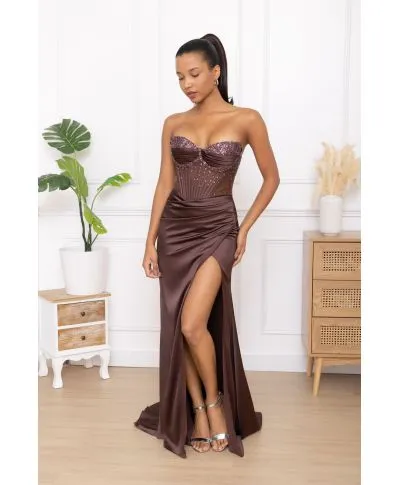 Vestito da cerimonia donna , cacao - Lia - Abiti da cerimonia online - Gogolfun.it