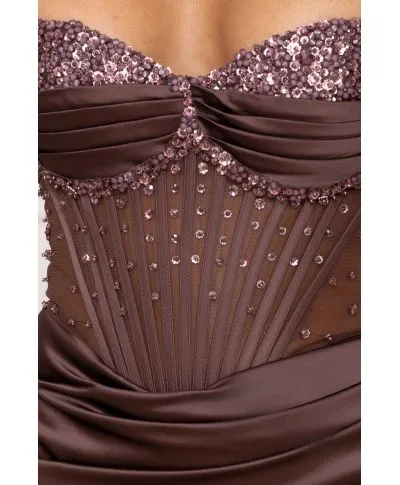 Vestito da cerimonia donna , cacao - Lia - Abiti da cerimonia online - Gogolfun.it