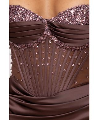 Vestito da cerimonia donna , cacao - Lia - Abiti da cerimonia online - Gogolfun.it