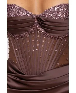 Vestito da cerimonia donna , cacao - Lia - Abiti da cerimonia online - Gogolfun.it