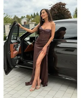 Vestito da cerimonia donna , cacao - Lia - Abiti da cerimonia online - Gogolfun.it