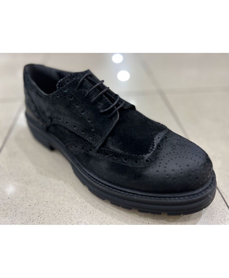 Francesina nera in camoscio - Reims - Scarpe uomo online Gogolfun.it