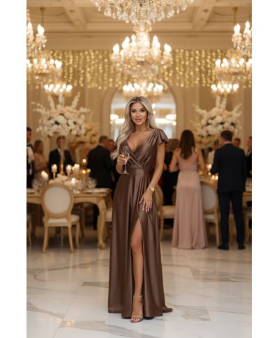 Abito lungo elegante in Raso - Crystal - Abiti eleganti economici - Gogolfun.it