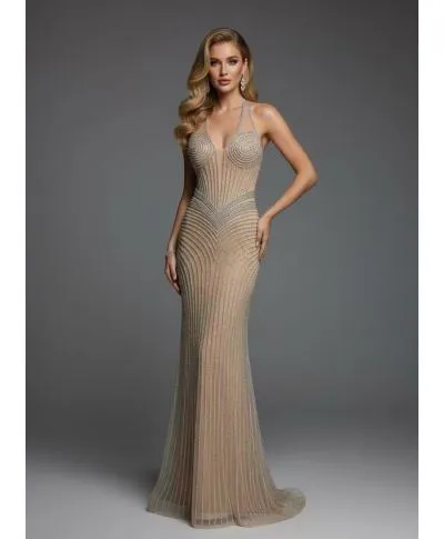 Abito elegante oro nude - Edith - Vestiti diciottesimo - Gogolfun.it