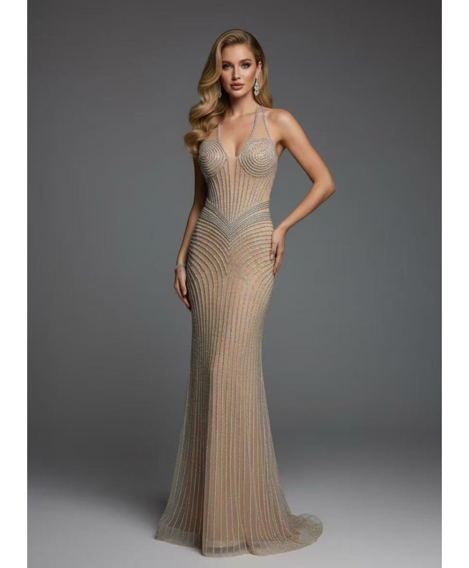 Abito elegante oro nude - Edith - Vestiti diciottesimo - Gogolfun.it