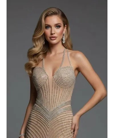 Abito elegante oro nude - Edith - Vestiti diciottesimo - Gogolfun.it